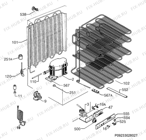 Взрыв-схема холодильника Electrolux ITE239-1 - Схема узла Cooling system 017